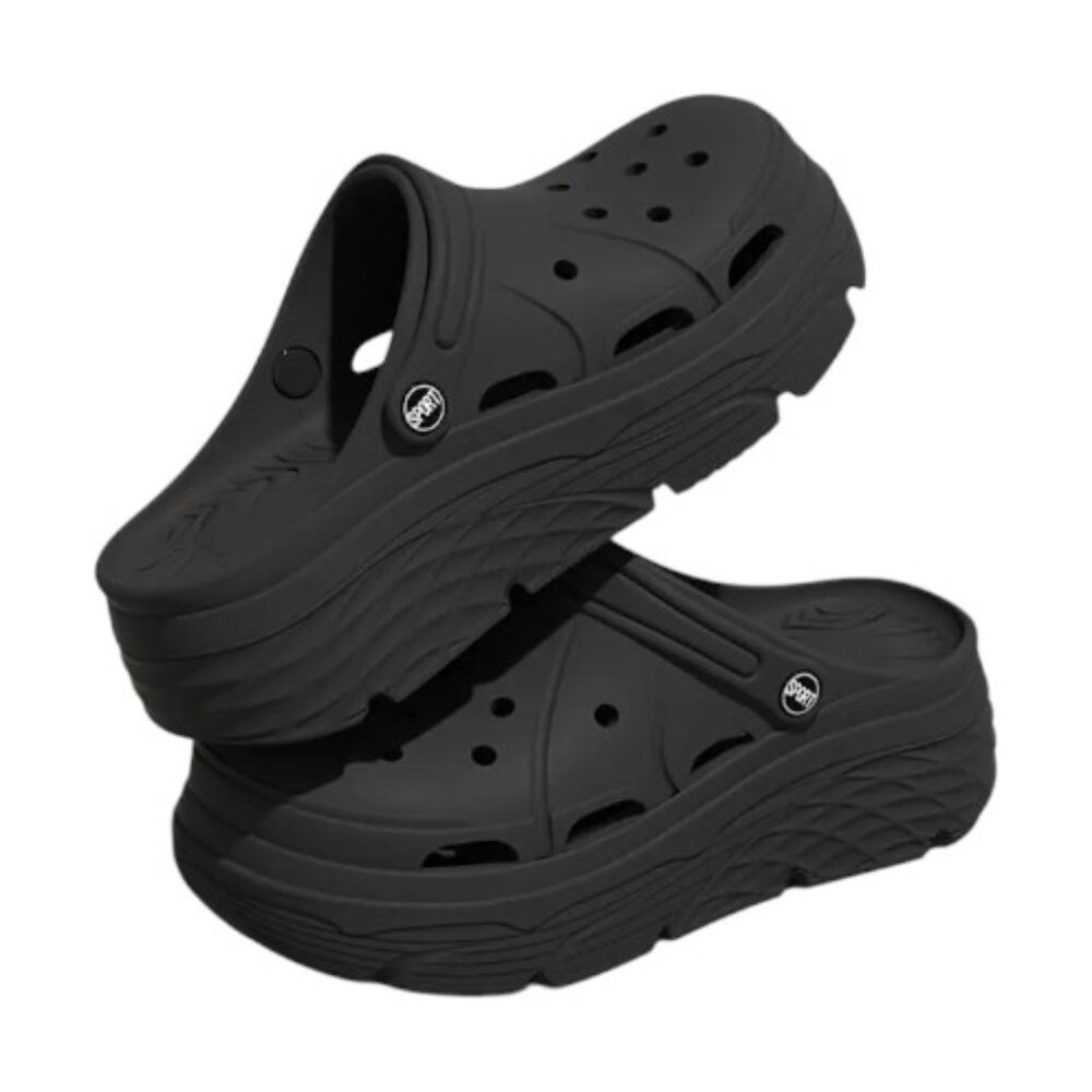 Women'S Soft EVA Slip-On - Comfortable Peep-Toe Platform Shoes Black #7